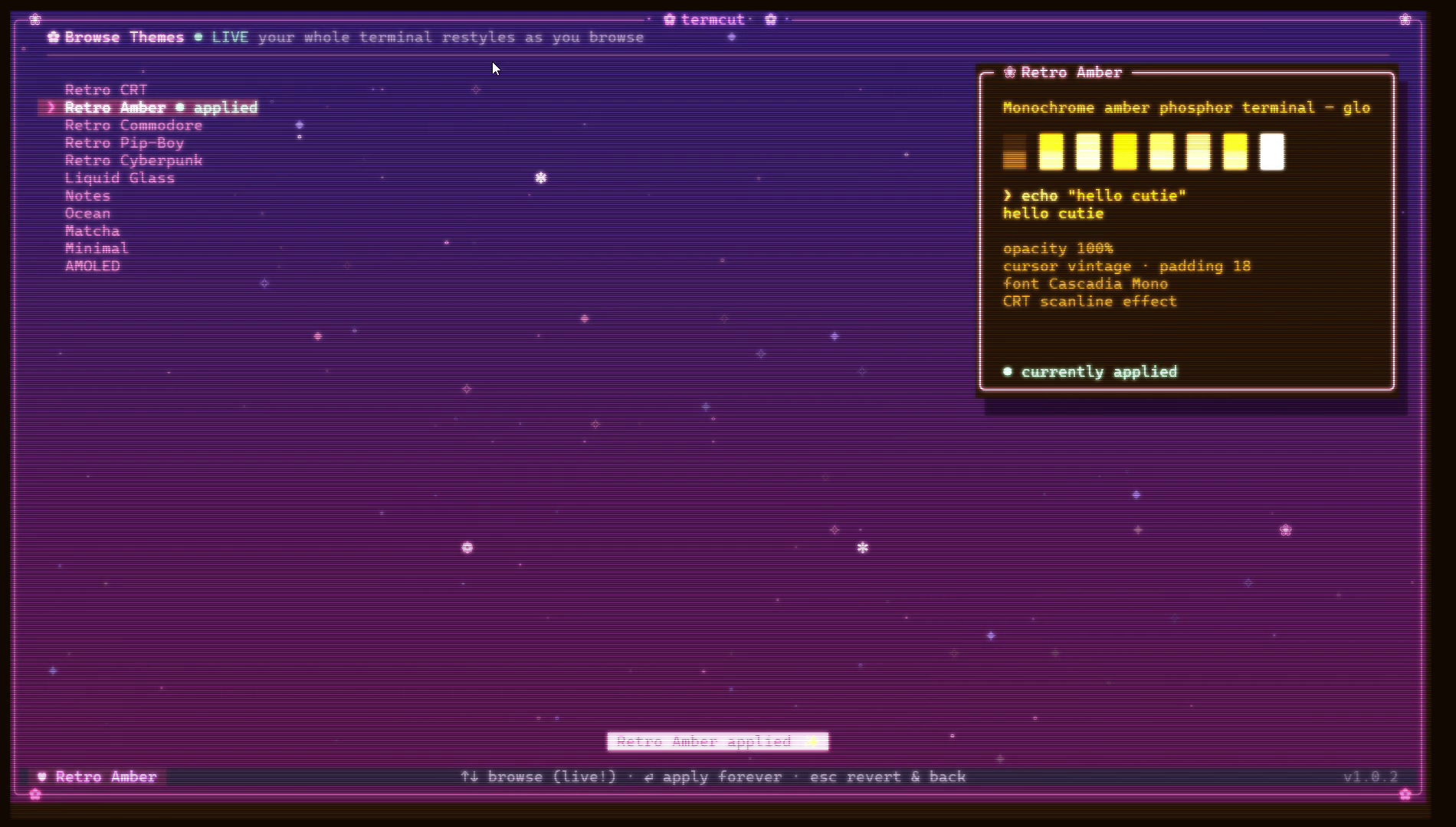 Retro Amber Theme Preview